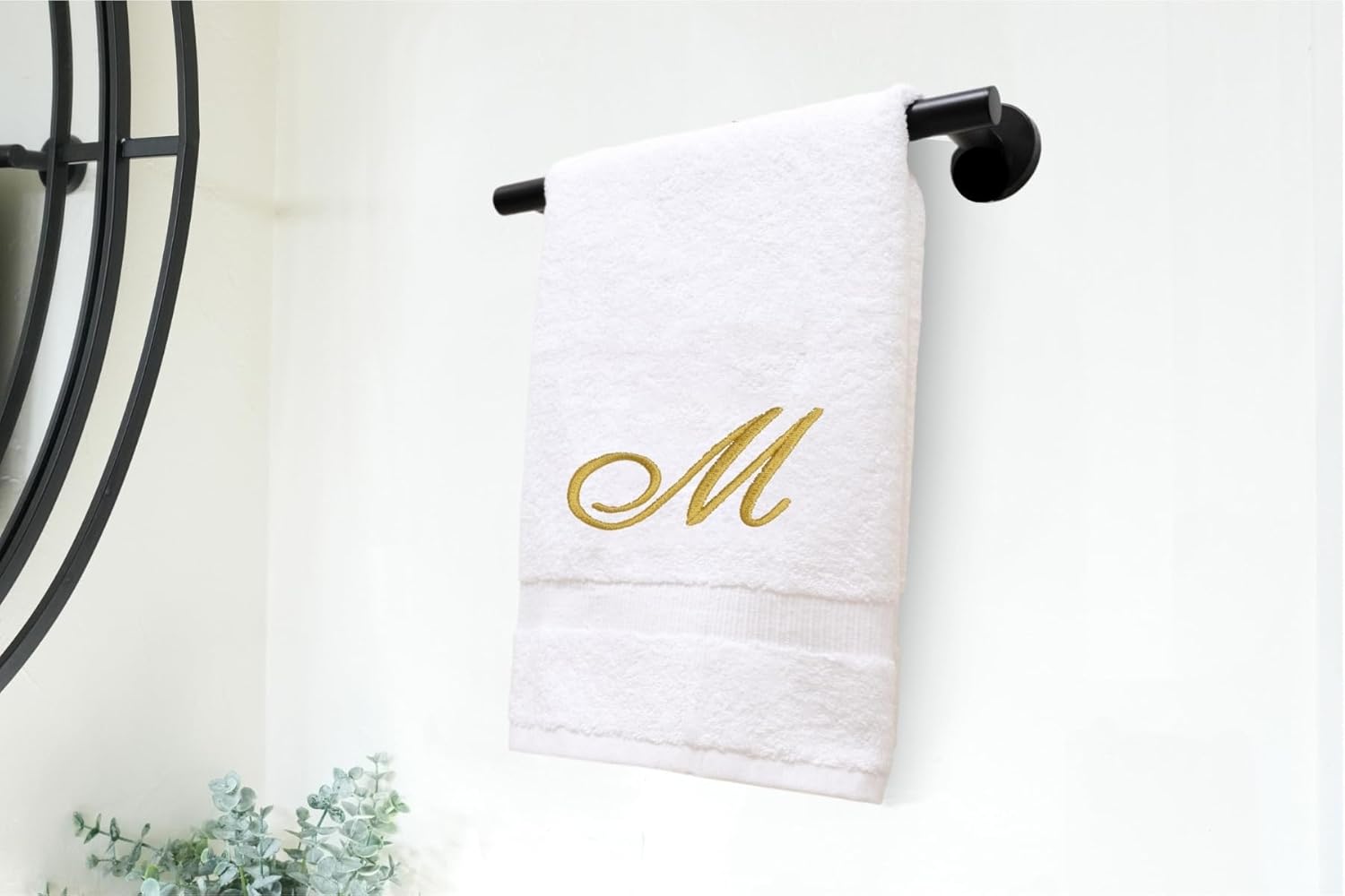 White Monogrammed Hand Towels for Bathroom - Luxury Hotel Quality Personalized Initial Embroidered Towel for Powder Room, Spa - GOTS Organic Certified - Pack of 2 Gold, Letter M - Image 8