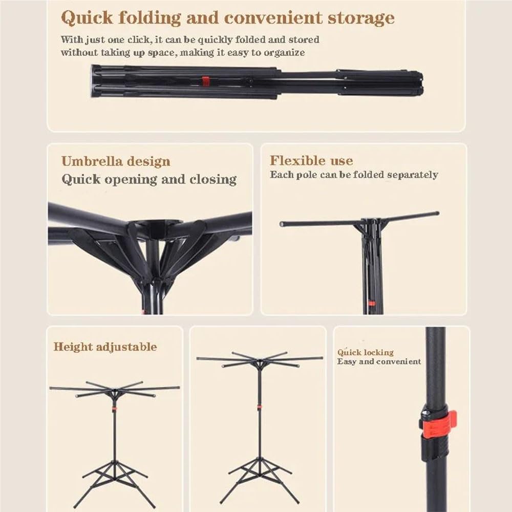 Etendoir Extensible,Séchoir à Linge Pliable à Quatre Pieds pour Intérieur, Séchoir Portable, Hauteur Réglable, Pliable, Barres De Séchage en Abs Et Acier Au Carbone, Facile à Installer