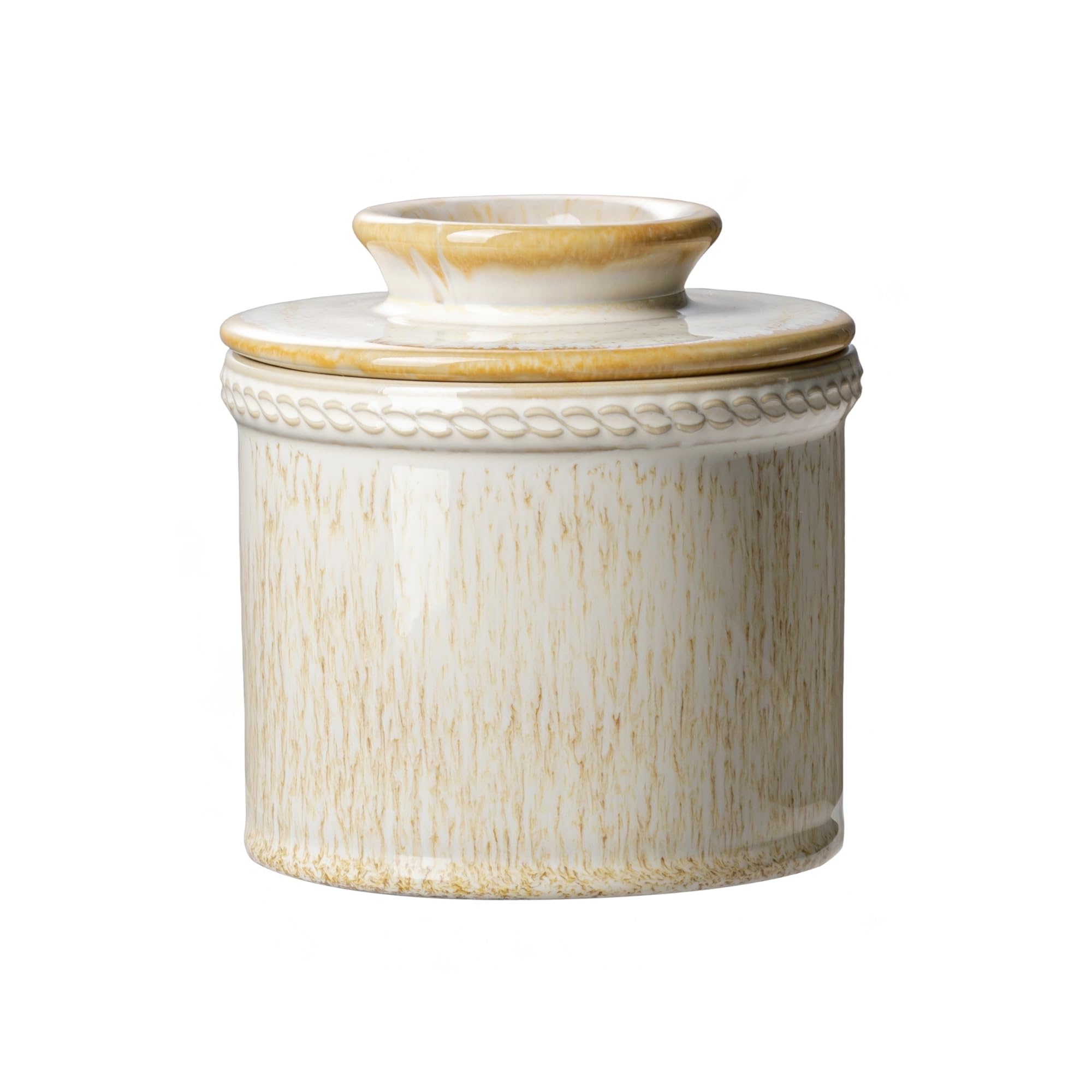 Jersinwei Französische Butterdose mit Deckel, Keramik Butterglocke mit Wasserlinie, Butter Keeper ohne Kühlung für streichfähige Butter, 250g, Mit Reaktiver Glasur Im Einzigartigen Design