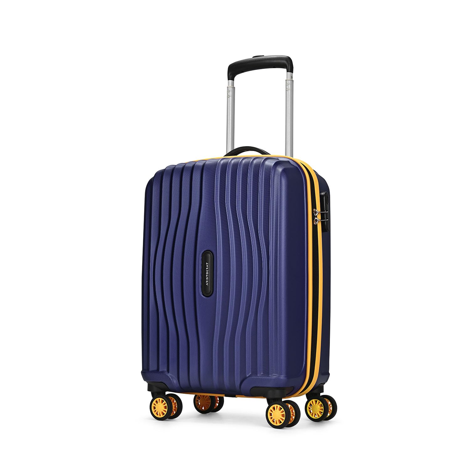 Vortex Plus | Cabin Trolley Bag, 55 Cm, Small Hardside Luggage | 8 Wheels, Combination Lock | Polycarbonate | 3 Year International Warranty | Midnight Blue