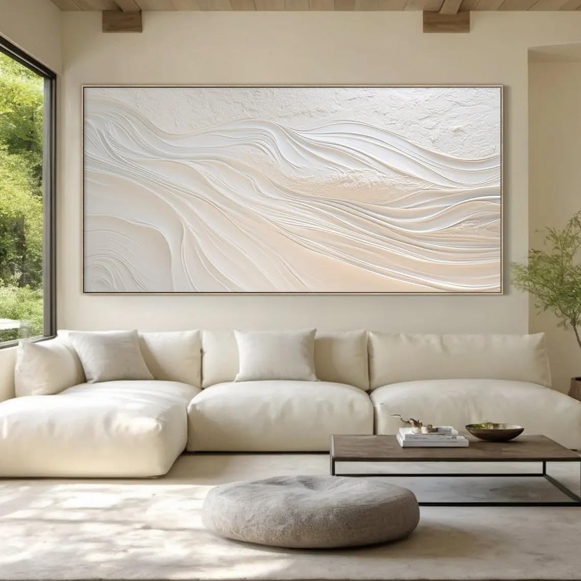 LTjiajuypd Canvas Prints Visual Effect White Abstract Painting, Print Wall Asts Posters(80X160cm)