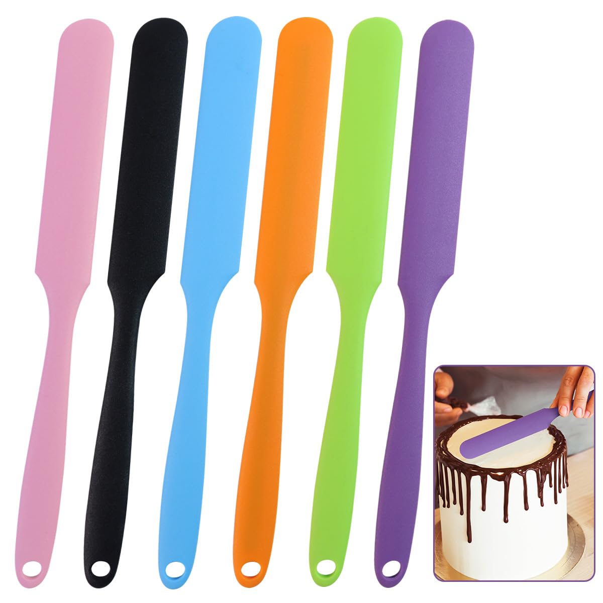 Juego de 6 espátulas de silicona, espátula de silicona para tarro, espátula de silicona resistente al calor, espátula de cocina pequeña imprescindible para la cocina, licuadora de tarros