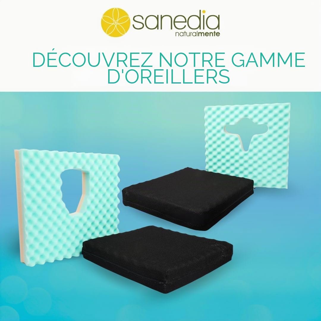 SANEDIA, Coussin Type P, Coussin Anatomique pour Les Douleurs Post-Partum, Hemorroïdes, Fissures Anales, Prostatite et Neuropathie Pudendale, Lavable en Machine à Laver, Dimensions 43,5x43,5x8 cm