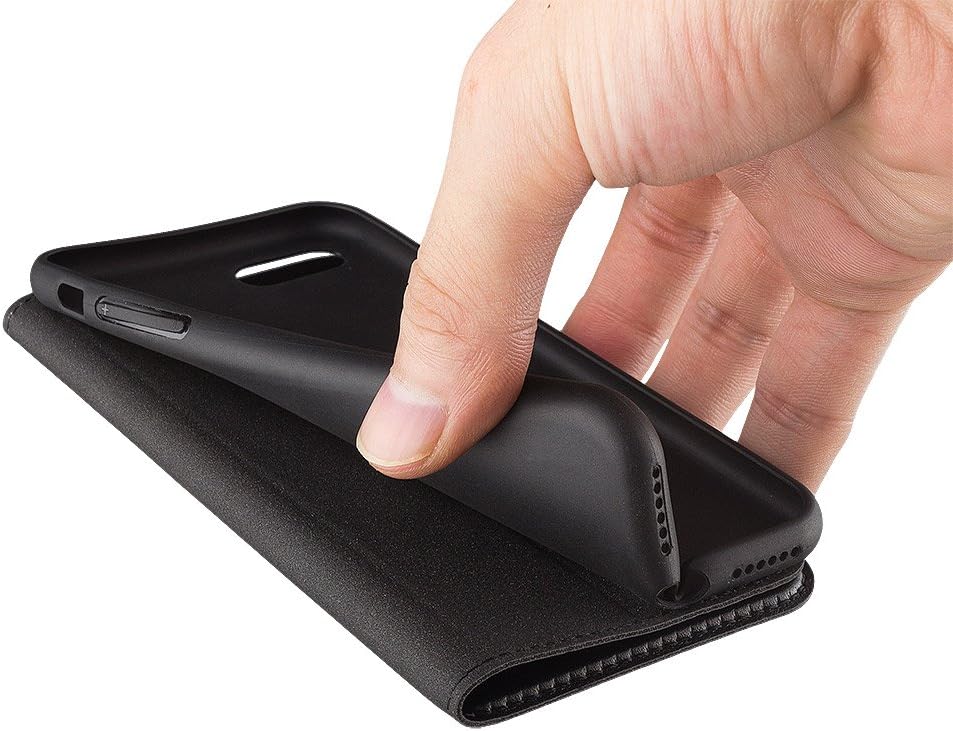 Nouske iPhone 7 Plus iPhone 8 Plus Case Flip Folio Wallet Stand up Credit Card Holder Cover Holster/Magnetic Closure/TPU bumper/360 Full Body Protection, Black