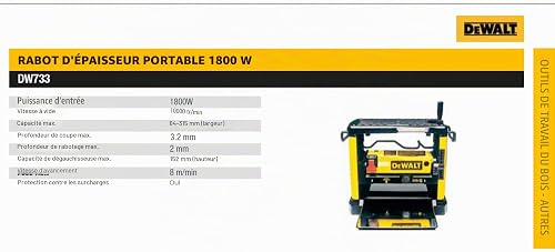 DEWALT Planificateur d'épaisseur portable de 317 mm, DW733-QS - 3