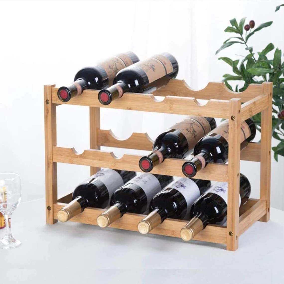 Devdhara Wooden Wine Rack Wall Hanging bar Cabinet Shelf with Wall Mounted Glass Holder for Home bar Furniture (DD003)