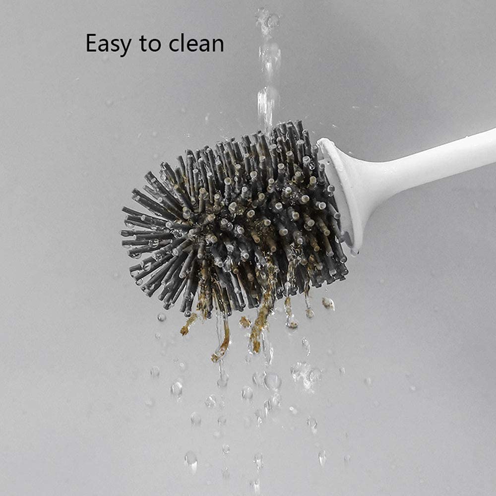 Scopino per Wc con Manico Lungo e Setole Morbide, Set Di Spazzole per la Pulizia Della Toilette, Scopino per la Pulizia Della Toilette a Parete in Silicone Senza Angoli Morti