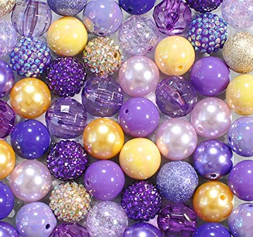 Purple Princess 20mm Bubblegum Bead Mix Jumbo Chunky Plastic Beads in Bulk