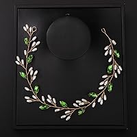 Vista 6 de Teyglen Diadema para el pelo de novia y perlas de cristal hecha a mano con perlas de cristal rojo, azul, negro, accesorios para el cabello de boda