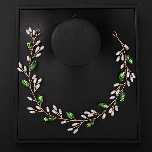 Miniatura 6 de Teyglen Diadema para el pelo de novia y perlas de cristal hecha a mano con perlas de cristal rojo, azul, negro, accesorios para el cabello de boda