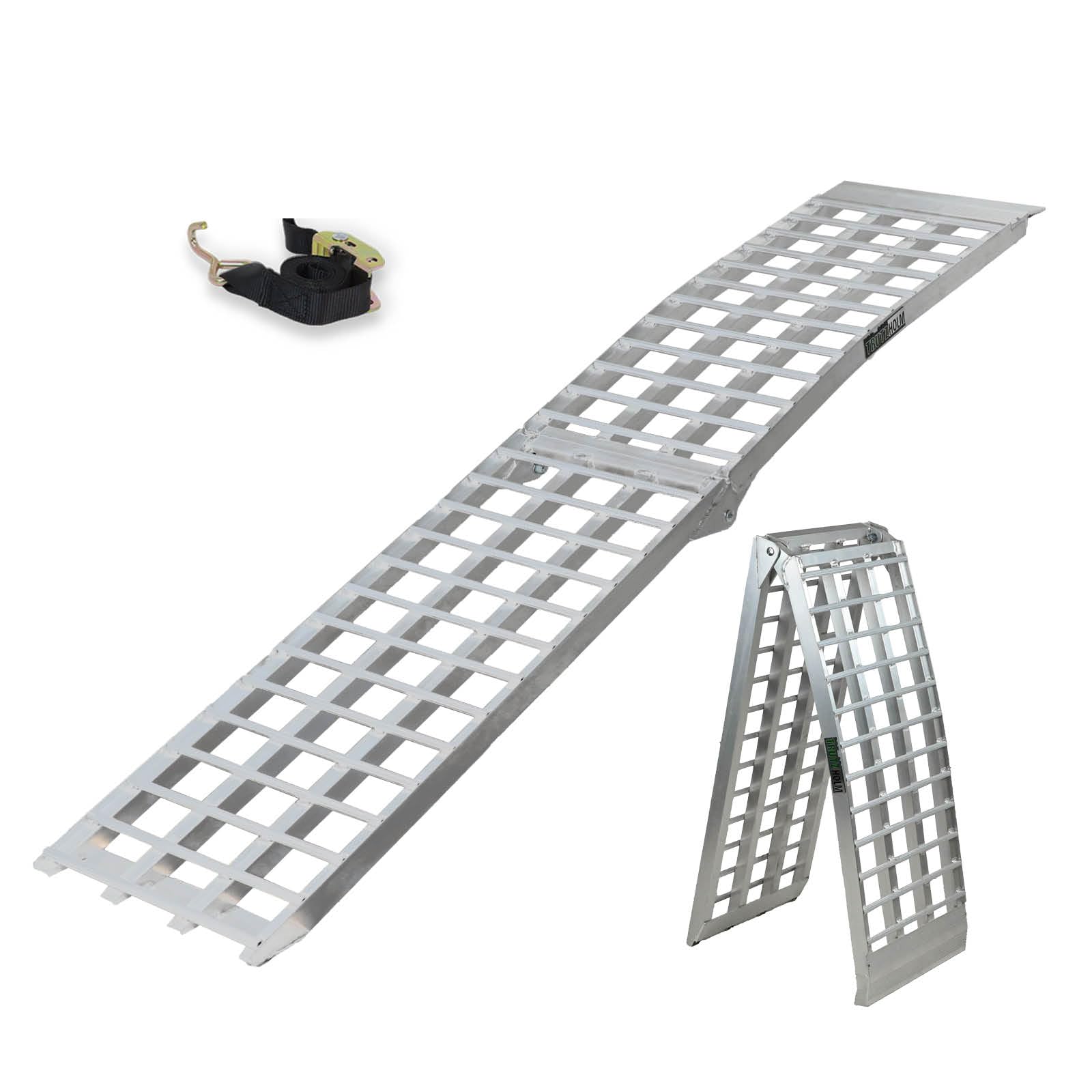 TRUTZHOLM 1 x Auffahrrampe 230 cm Traglast 680 kg Alu klappbar grau Riffelstab Rampe Verladerampe