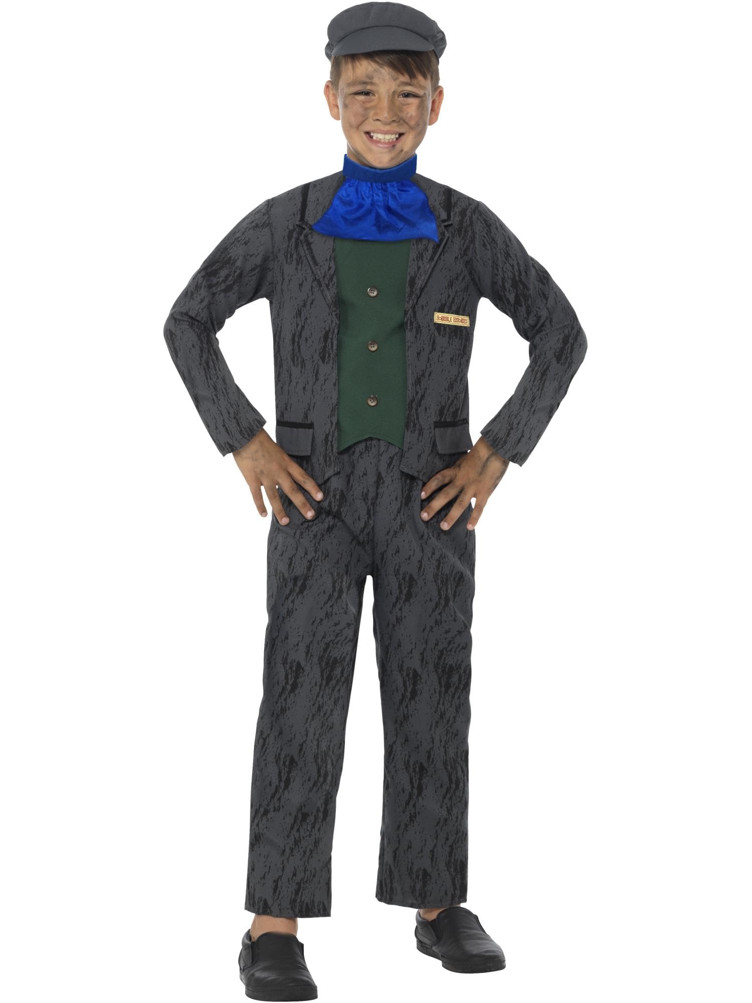 Horrible Histories Children's Miner Costume, Grey Historical Miner Outfit, Official License for School Plays or Halloween Parties, Ideal for Educational Dress-Up