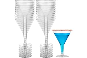 Hanna K. Signature Deluxe Clear Plastic Martini Disposable Glasses - 7oz, 20 Pieces