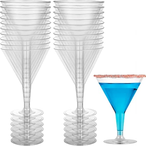 Hanna K. Signature - Mini vasos de Martini de plástico transparente de 7 onzas (20 piezas)  Reutilizables y desechables para fiestas y uso diario