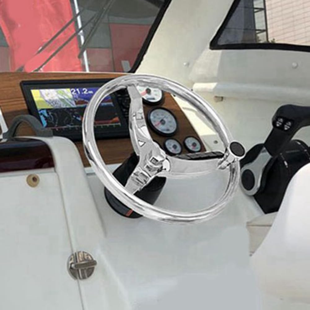 Edelstahl-Schiff Lenkrad für Marine Boot Yacht mit Steuerung für Kabelhelm 316 Edelstahl Steuerrad