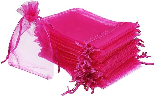 Miniatura 13 de Boshen 100/200PCS Bolsas de Organza Transparentes para Regalos y Dulces, Bolsas de Malla para Joyas con Cordón a Granel para Favores de Bodas