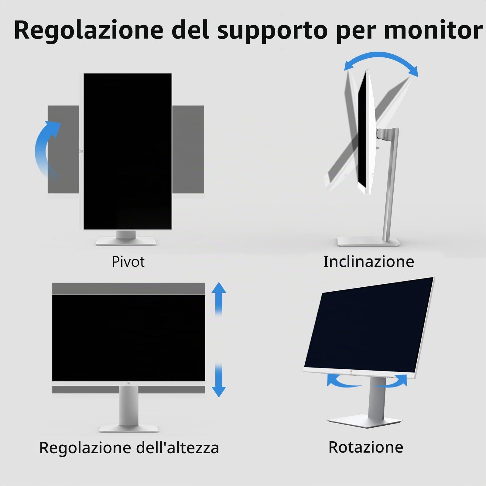 Z-Edge Monitor PC Bianco 27'' IPS 4K UHD (3840x2160), FreeSync, 75Hz, Schermo Ufficio White 16:9, 5ms, 2×HDMI2.0 & 2×DP1.4, Supporto Regolabile/Verticale/Orizzontale/Rotante, VESA(DP Cavo Incluso)