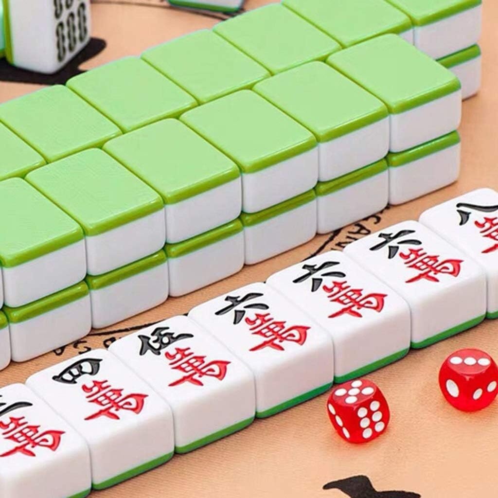 Pakiet gier Zestaw chińskich numerowanych płytek Mahjong z kostkami do płytek Łatwy do odczytania zestaw do gry Prezent/urodziny Chiński zestaw do gry Mahjong(40 EU)