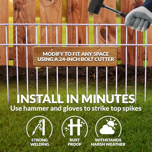 Dig Defence Original Animal Barrier Fence - X-Large Decorative Garden Fence, Outdoor No Dig Fence for Dogs and Rabbits, Yard and Patio - 24”(L) x 15”(H), 10 Pack