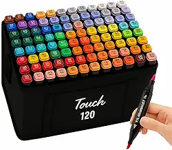 Caneta Marcador Para Colorir Desenho Profissional 24, 36, 48, 60, 80, 100, 120, 168 Cores Conjunto De Canetinhas Pontas Duplas Codificados por Cores Vivas para Desenho (120)