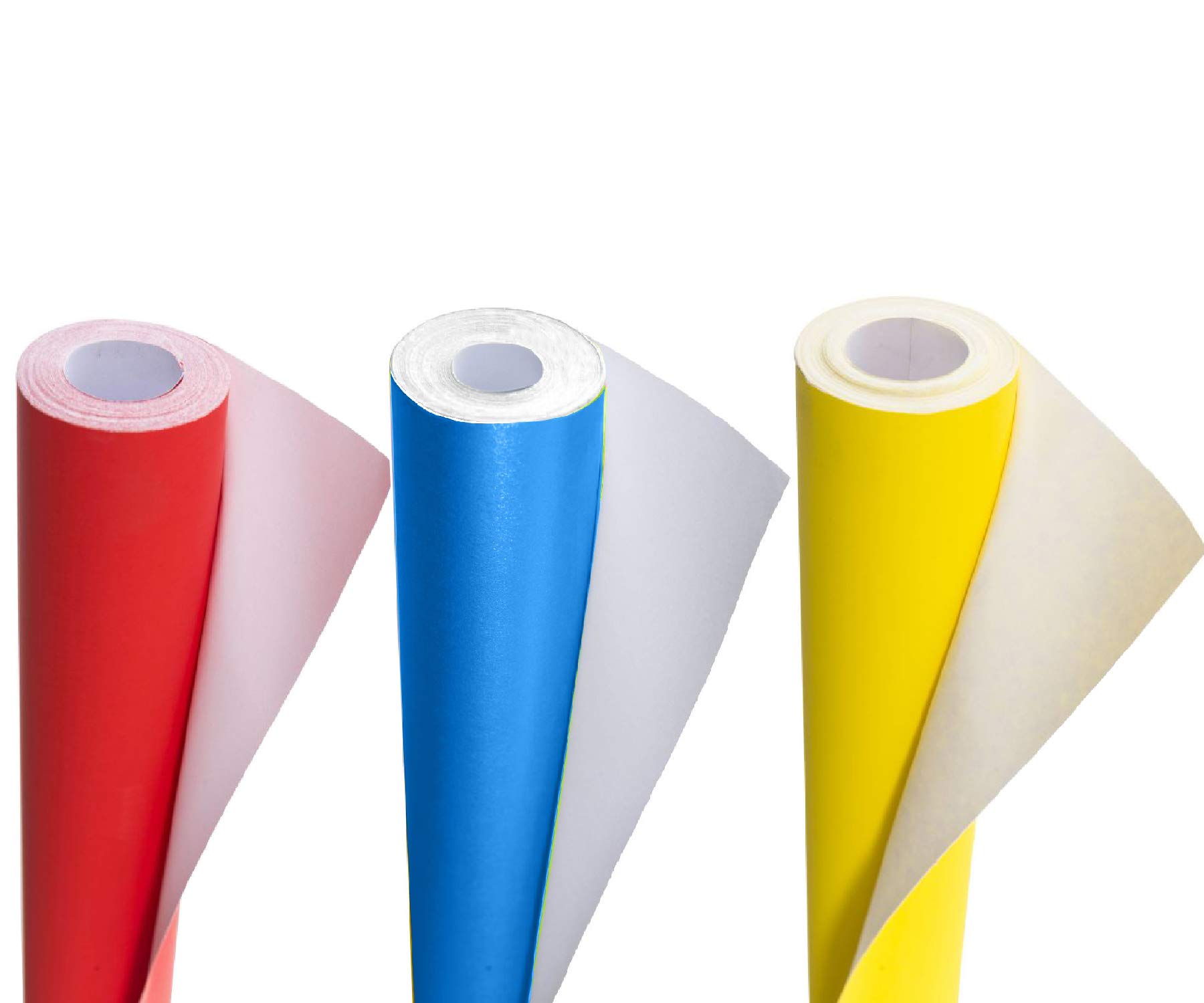 3 Ace Crafts Pack of 3 Display Poster Paper Roll 10m - Paper Perfect Ideal for Gift Wrapping, Art and Craft, Packing, Party Decoration - 76cm Width Approx - Scarlet, Ultra Blue & Yellow