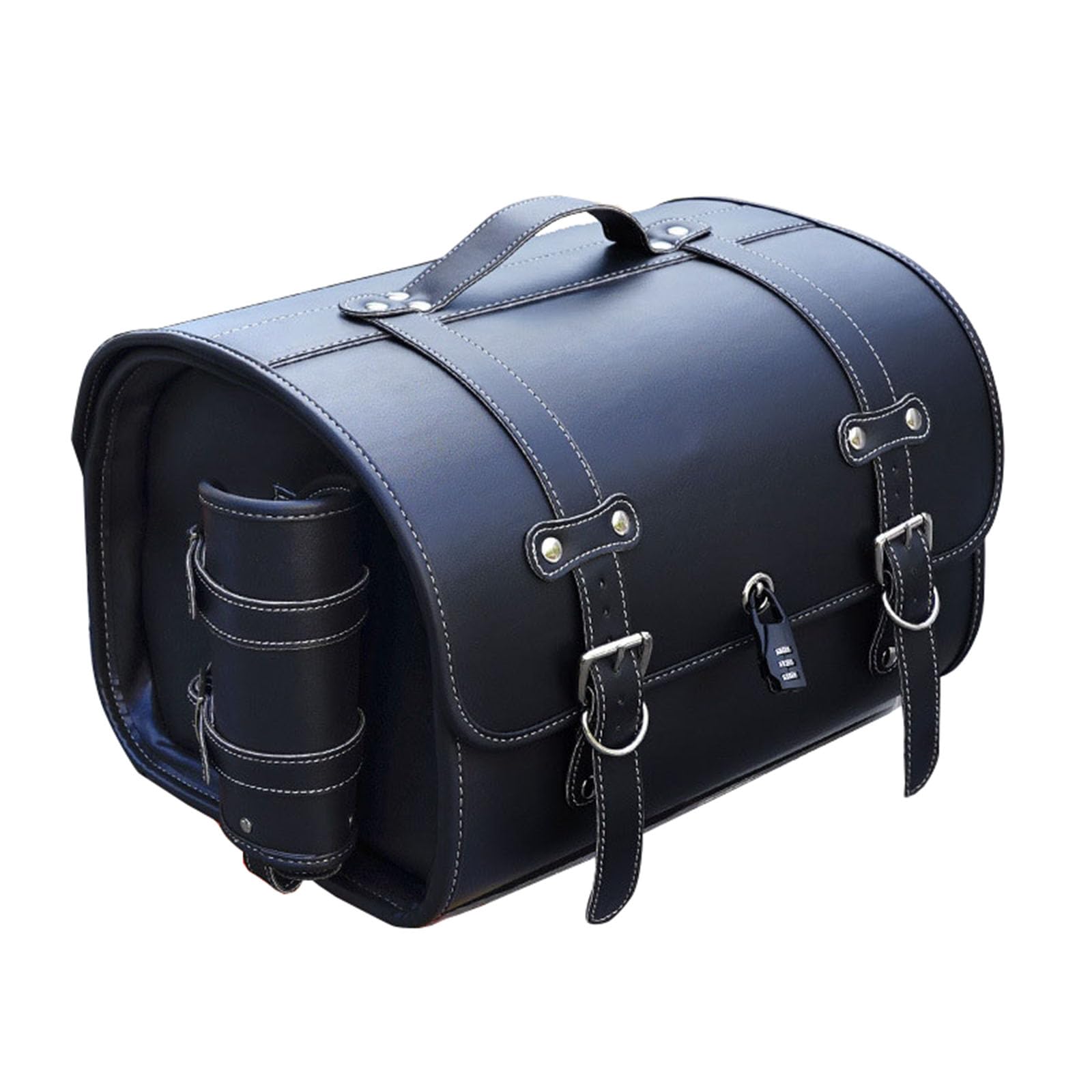 LECREA Borsa Posteriore per Moto per Piaggio Vespa GTS GTV 250 300, Borsa da Sella per Moto in Pelle, Borsa Portaoggetti per Motocicletta di Grande capacità da 33L,B Black