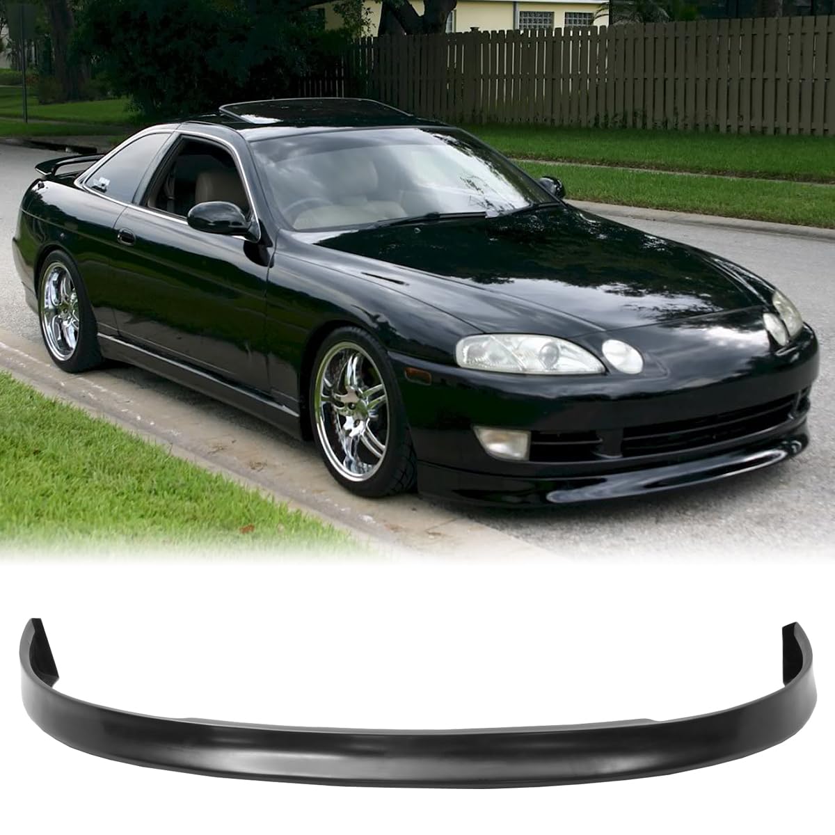 Front Bumper Lip Chin Spoiler, Compatible with 1992-1996 Lexus SC300 SC400, WS Style Polyurethane(PU) Front Lower Splitter Protector, Unpainted Black, 1 PC