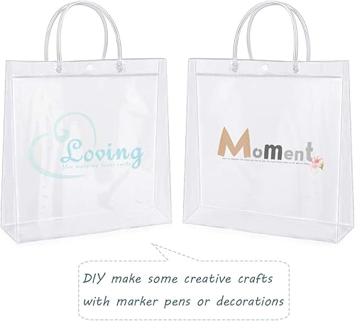 Miniatura 5 de Sdootjewelry Bolsas de regalo transparentes, 36 bolsas de regalo de PVC transparente con asas, bolsa de regalo de plástico resistente a granel,