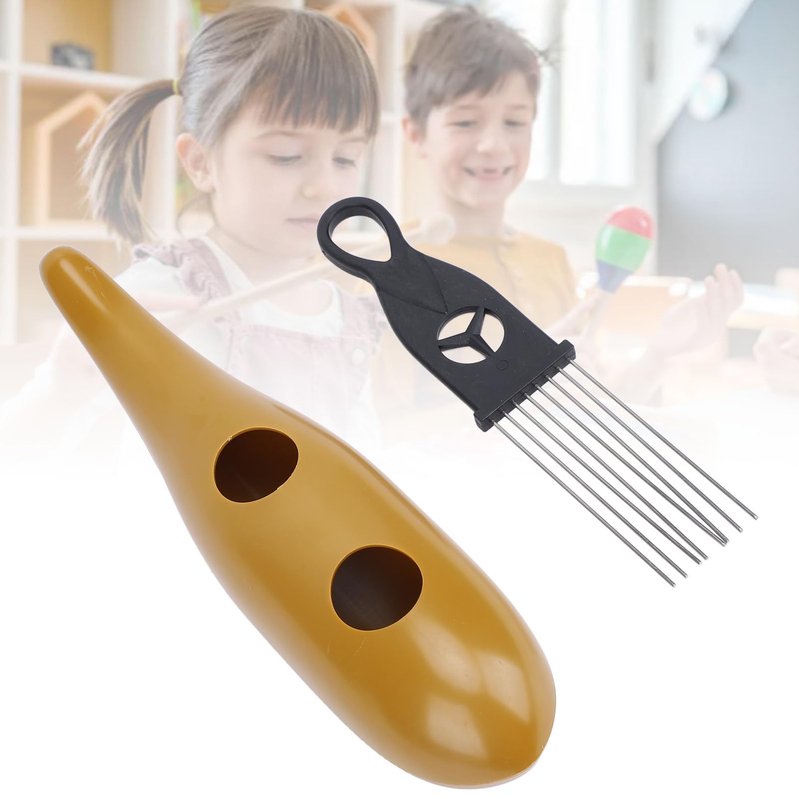 Guiro-Instrument, Guiro-Latin-Percussion-Instrument, Einzigartiges Fischförmiges Design, Metall-Guiro mit Guiro-Schaber, Kaffeefarbe, für Alle Arten von Partys und Bandauftritten
