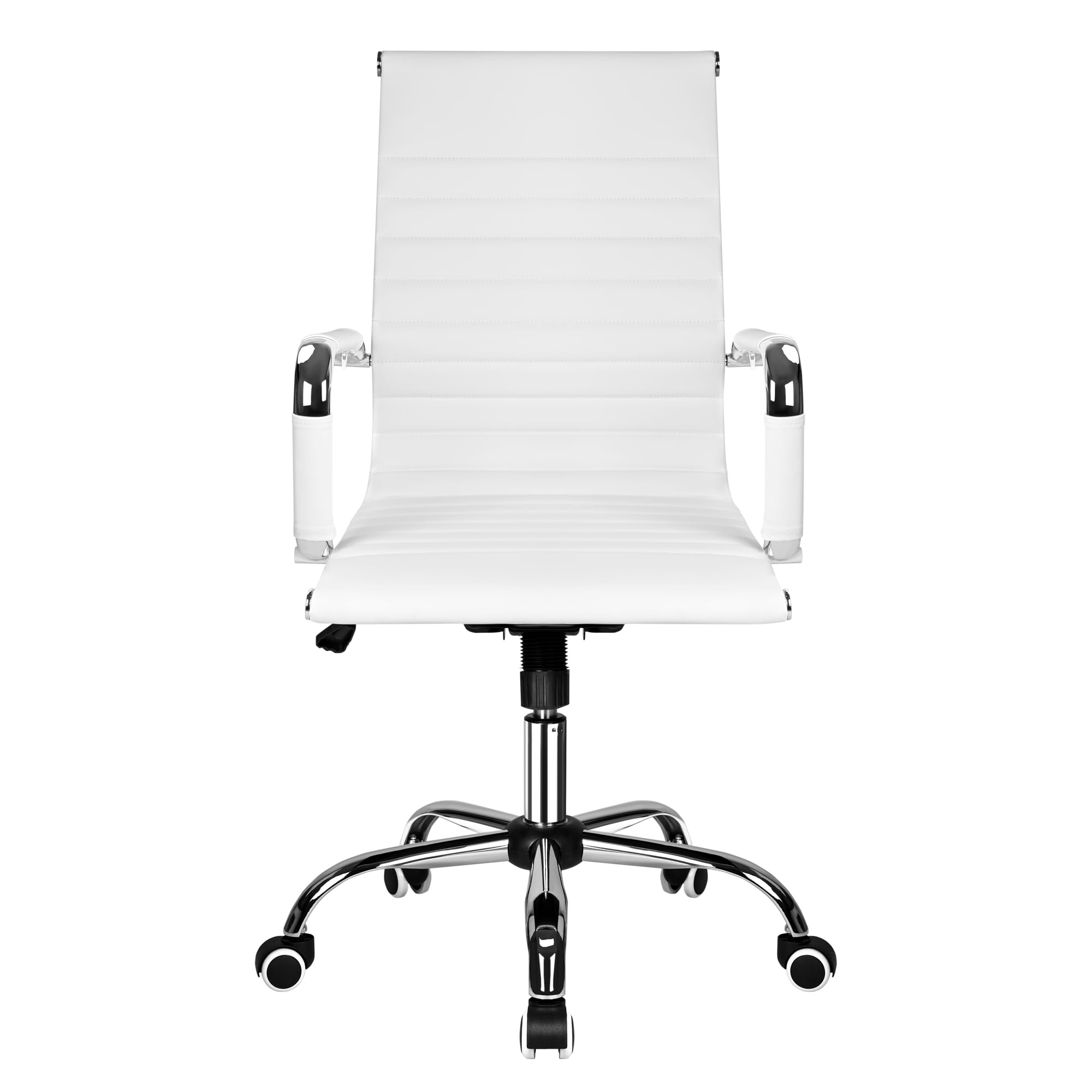 T-LOVENDO.ES Silla de Oficina o escritorio Blanca de Diseño Moderno y elegante - Ergonomica y Reclinable - de Piel Cuero Sintetico. Ideal Sala de reuniones