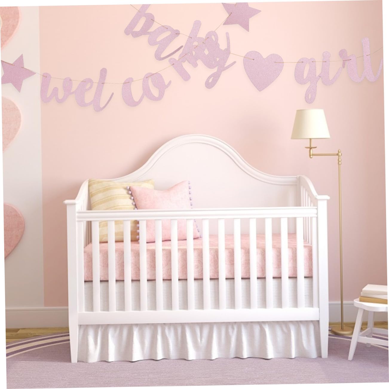 Abaodam 5 Piezas Arte para Fiesta De Bebé con Leche Brillo Bienvenido Bebe Pancarta De Fiesta De Cumpleaños Banner De Fiesta De Revelación De Género Ducha De Niña Bebita Papel Amar