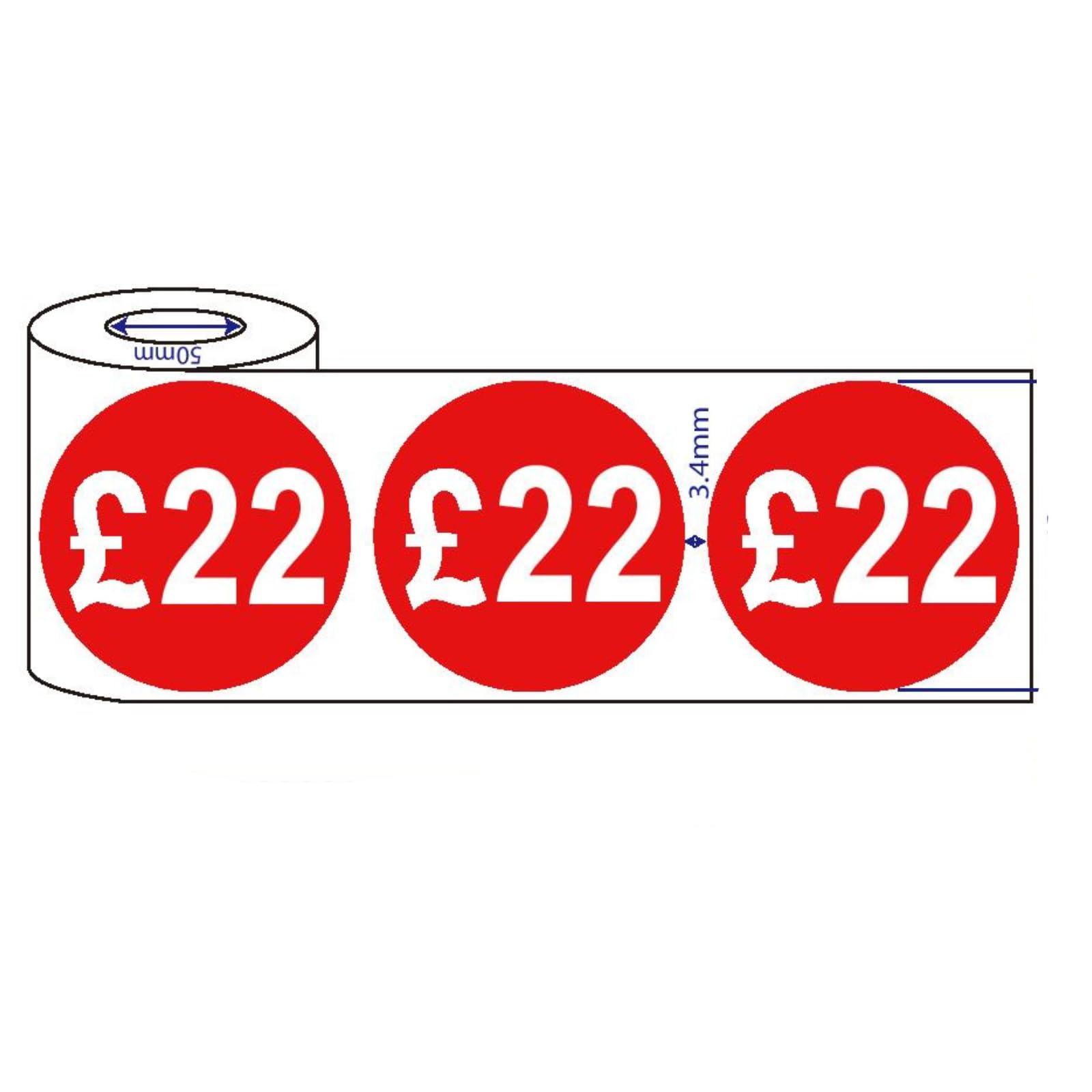 500x 45mm £21-£75 Red Self Adhesive Round Price Stickers (£22) — image 1