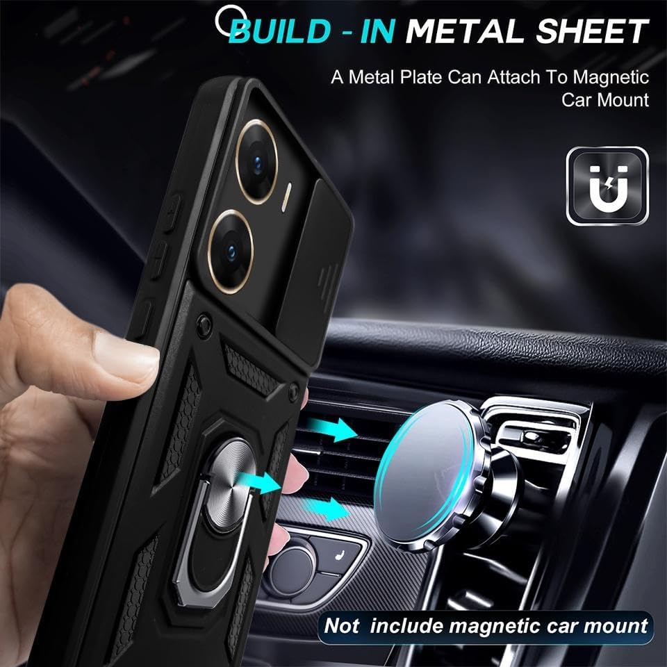 Image of AIBEX Back Cover for Vivo V29E 5G | D10 Tough Armor Case | Sliding Camera Shield | 360 Protection | Kickstand Ring Holder | Military-Grade Shockproof Bumper Case