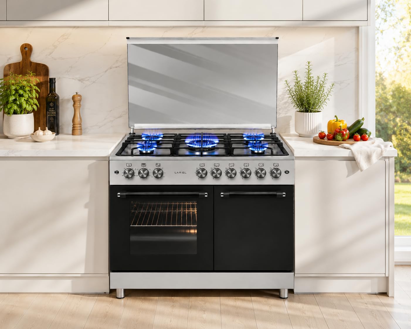 Cucina da 90x60 Lar.El forno elettrico con vano porta bombola 5 fuochi acc. elettrica