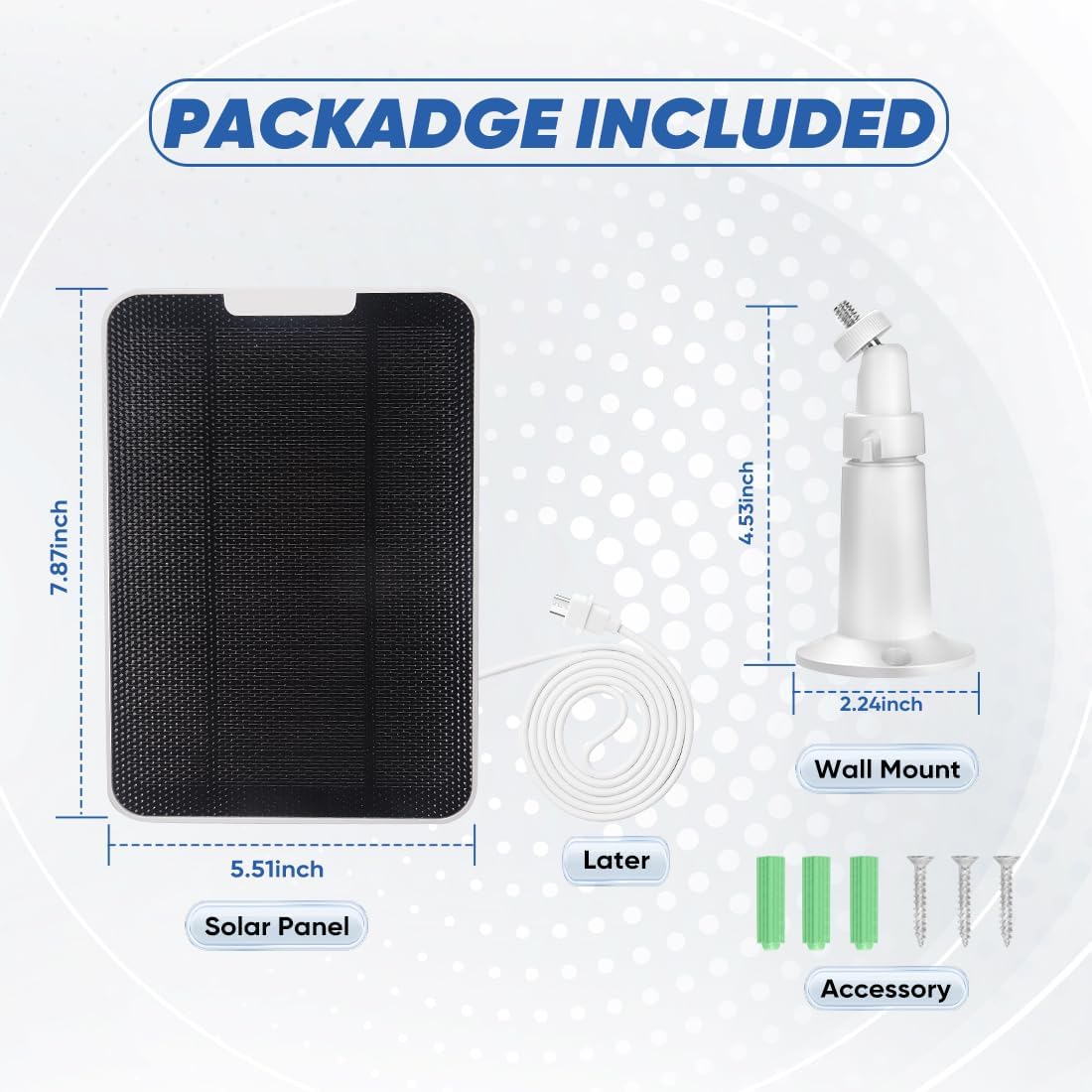 4W Solar Panel Charging Compatible with SimpliSafe Outdoor Security Camera, with Charging Cable, IP66 Weatherproof,Includes Wall Mount(White)