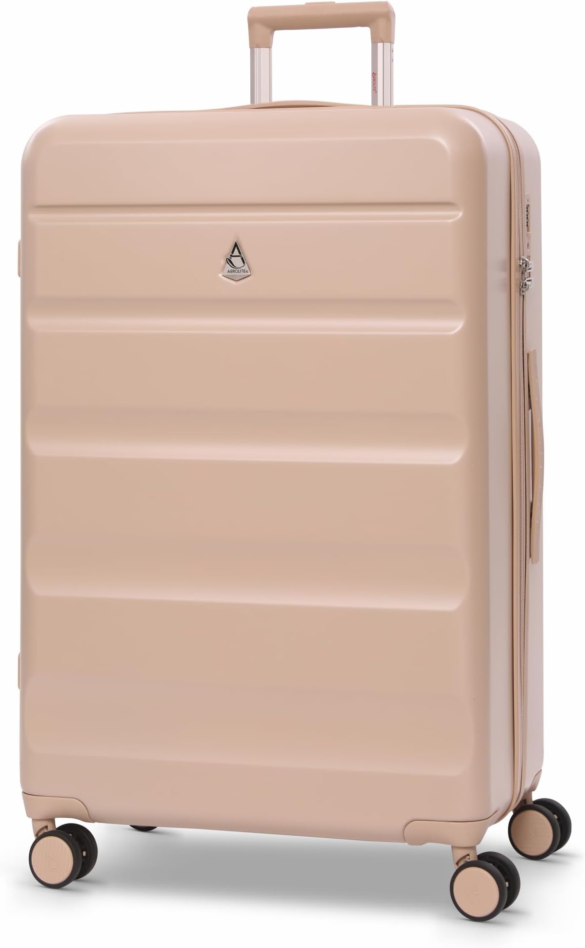 Large 28in 100L Lightweight ABS Hard Shell 4 Wheel Spinner Travel Hold Checked Check in Luggage Suitcase (Beige)