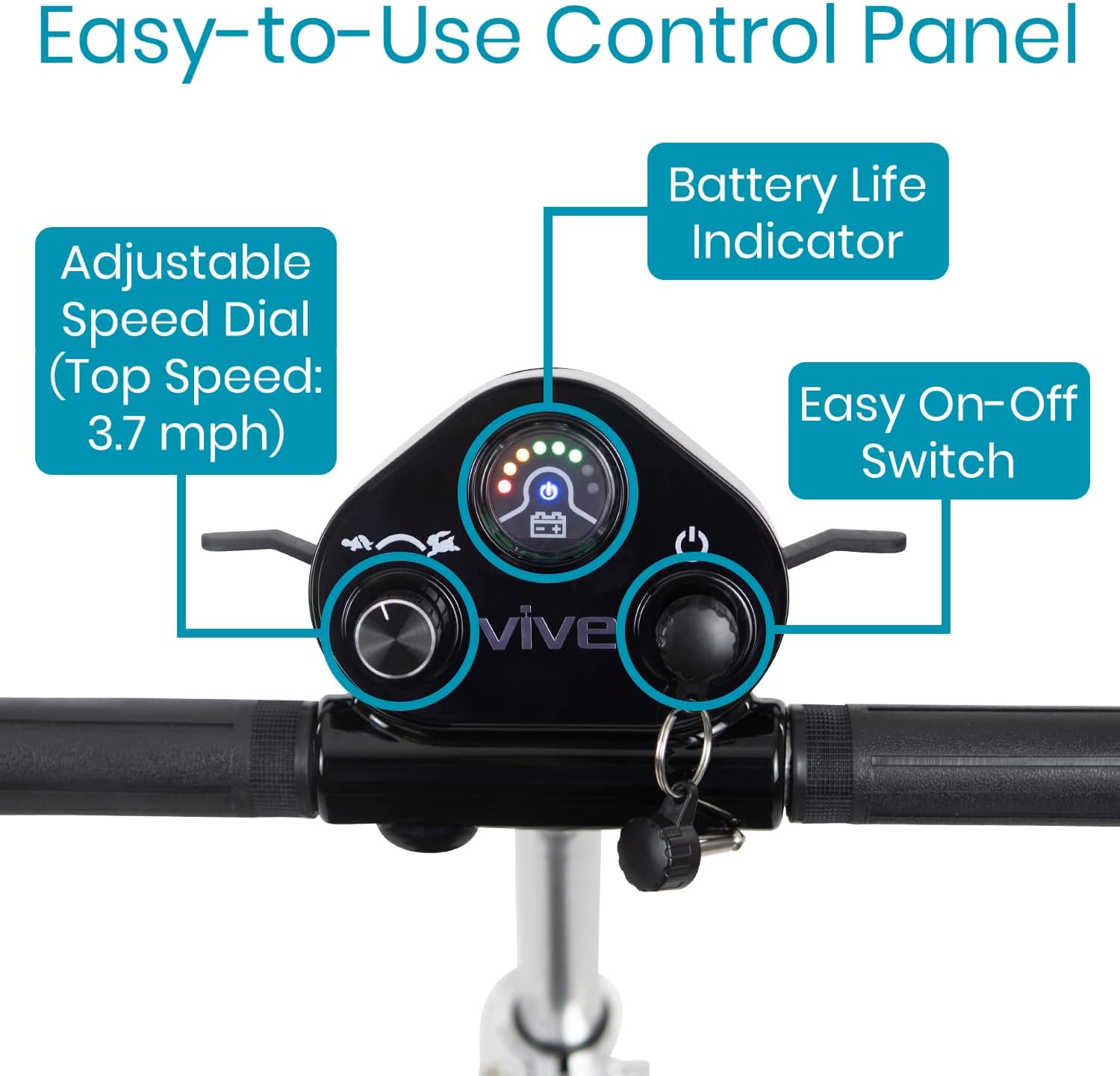 Vive Folding Mobility Scooter - Electric Powered Wheelchair, 4 Wheel, Handicap Foldable Motorized Chair for Adults, Seniors - Lightweight Compact Mobile Travel, TSA Approved - Long Range Battery : Health & Household