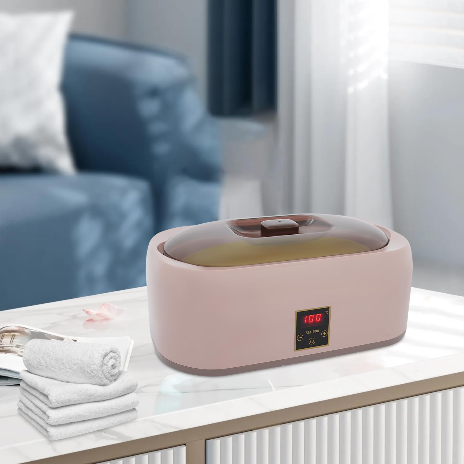 200 W, 4 l, bagno di paraffina per mani e piedi con vaso interno in alluminio, 0-100 °C, temperatura regolabile, macchina per paraffina con indicatore LED, macchina per il bagno di paraffina
