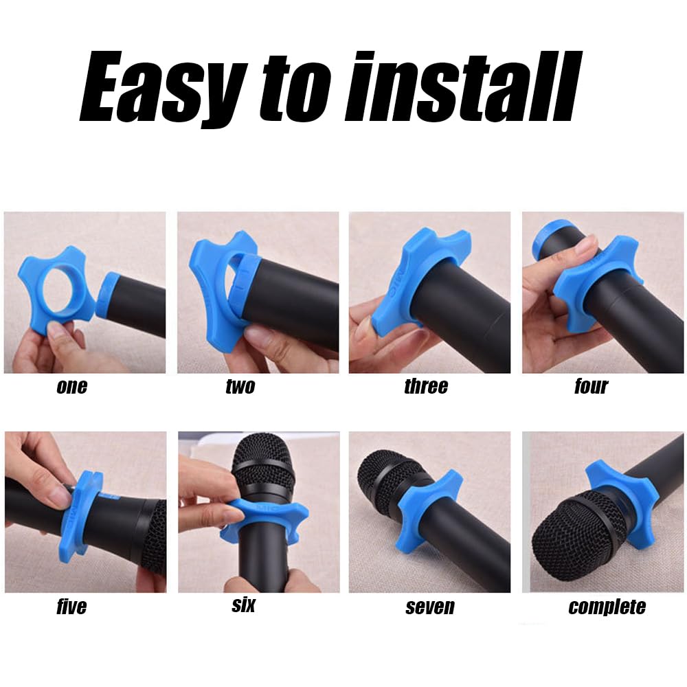 10 Pcs Rubber Microphone Anti-roll, Anti-Fall and Anti-Slip Sleeve, Microphone Protection Rings, Microphone Accessories, Black