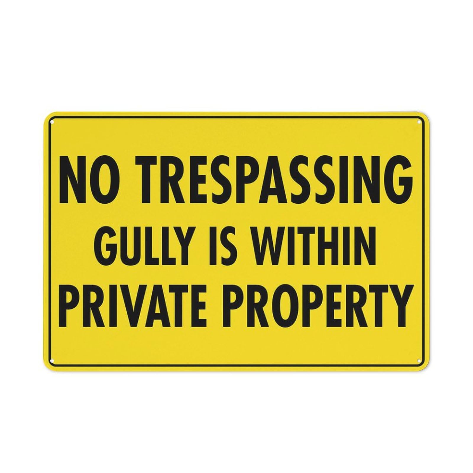 No Trespassing Gully Is Within Private Property Sign Warning Tin Sign Home Kitchen Farm Garden Garage Wall Decor 12X8Inch