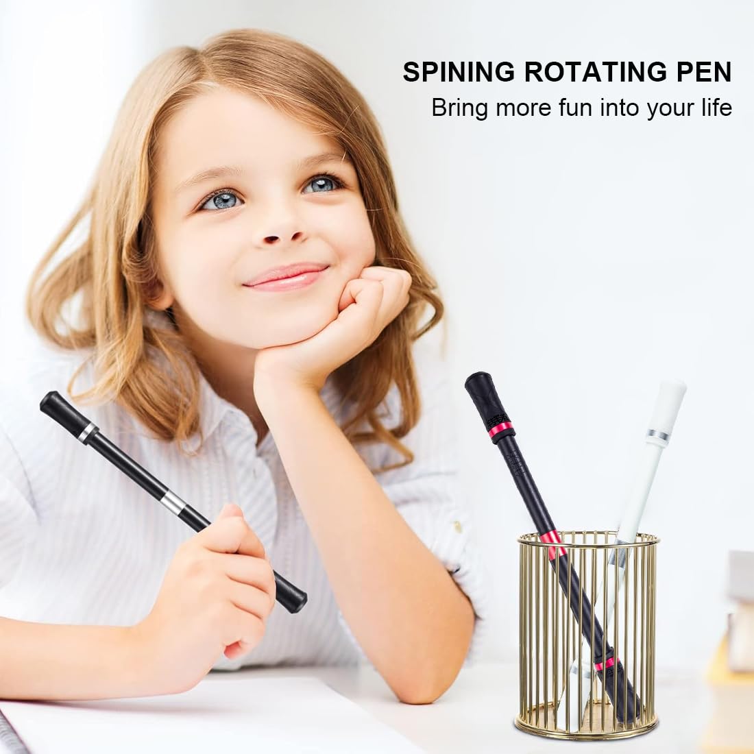 2 Penne Rotanti Antiscivolo Per Spinning – Estremità Silicone Morbido – Penna A Sfera Bilanciata Per Esercizi Dita