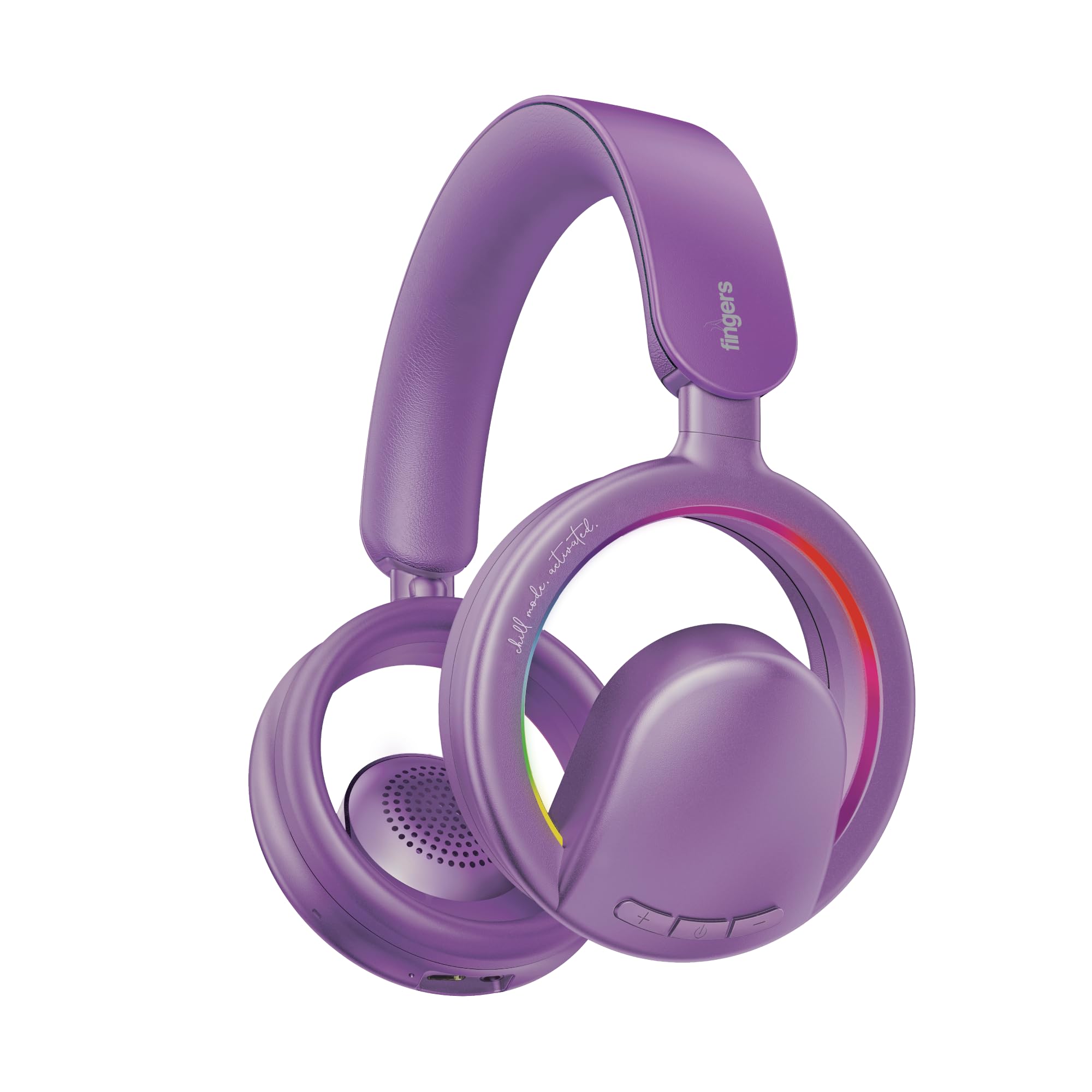 FINGERS ChillRay Open-Ear Wireless Headphones (360° Reality Audio, LED Halo Light Effects, 20 Hrs Playback, Flexible Foldable Design, Dual Mic (Built-in + Detachable) & BT v6.0 + AUX) – Dreamy Lilac-image-13