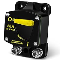 Vista 1 de Disyuntor de 50 amperios con botón de interruptor de reinicio manual para barco marino RV yate, 12V-48V DC, disyuntores de barco impermeables