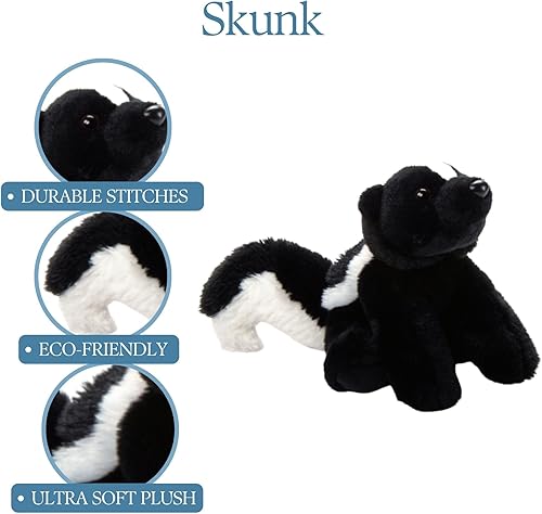 Miniatura 2 de The Petting Zoo Skunk - Peluche de animales de peluche, regalos para niños, animales salvajes de la vida silvestre, juguete de peluche Skunk de 9