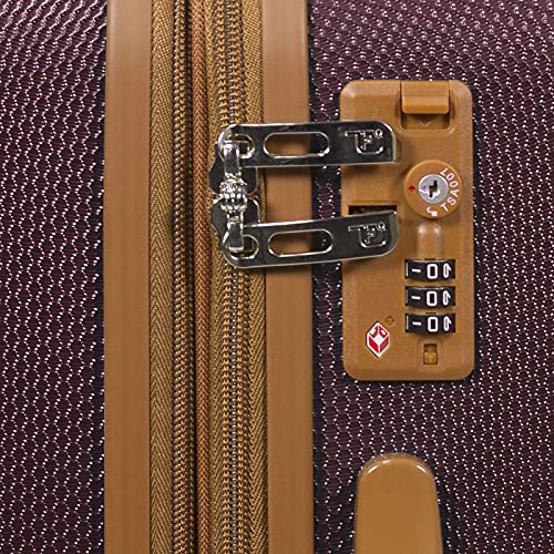 Dejuno Legion New Generation 3-pc Hardside Spinner TSA Combination Lock Luggage Set, Burgundy (25DJ-8242-Burgundy)3