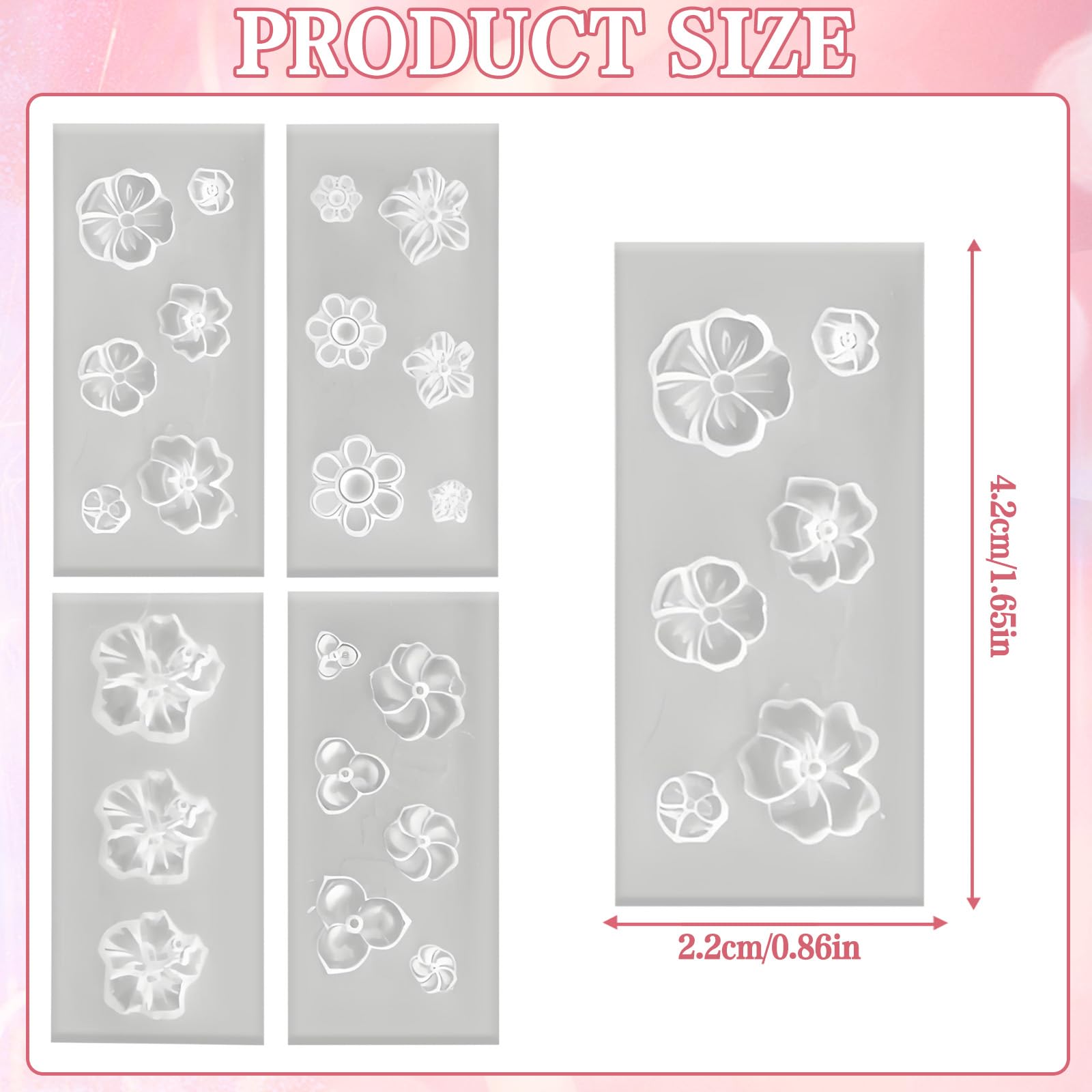 4 stampi in silicone per unghie a forma di fiore, stampi per nail art in gel 3D, stencil floreali, strumenti di design fai da te, accessori per manicure e decorazioni