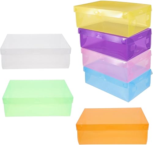 Miniatura 1 de ABOOFAN Caja de almacenamiento de zapatos apilable de plástico para guardar zapatos, contenedor de zapatos transparente con tapa para armario,