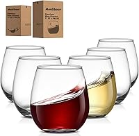 Meolibour Stemless Wine Glasses Set of 6 - 17oz Large Clear Tumblers for Red & White Wine, Parties, Lead-Free Crystal, Dishwasher Safe