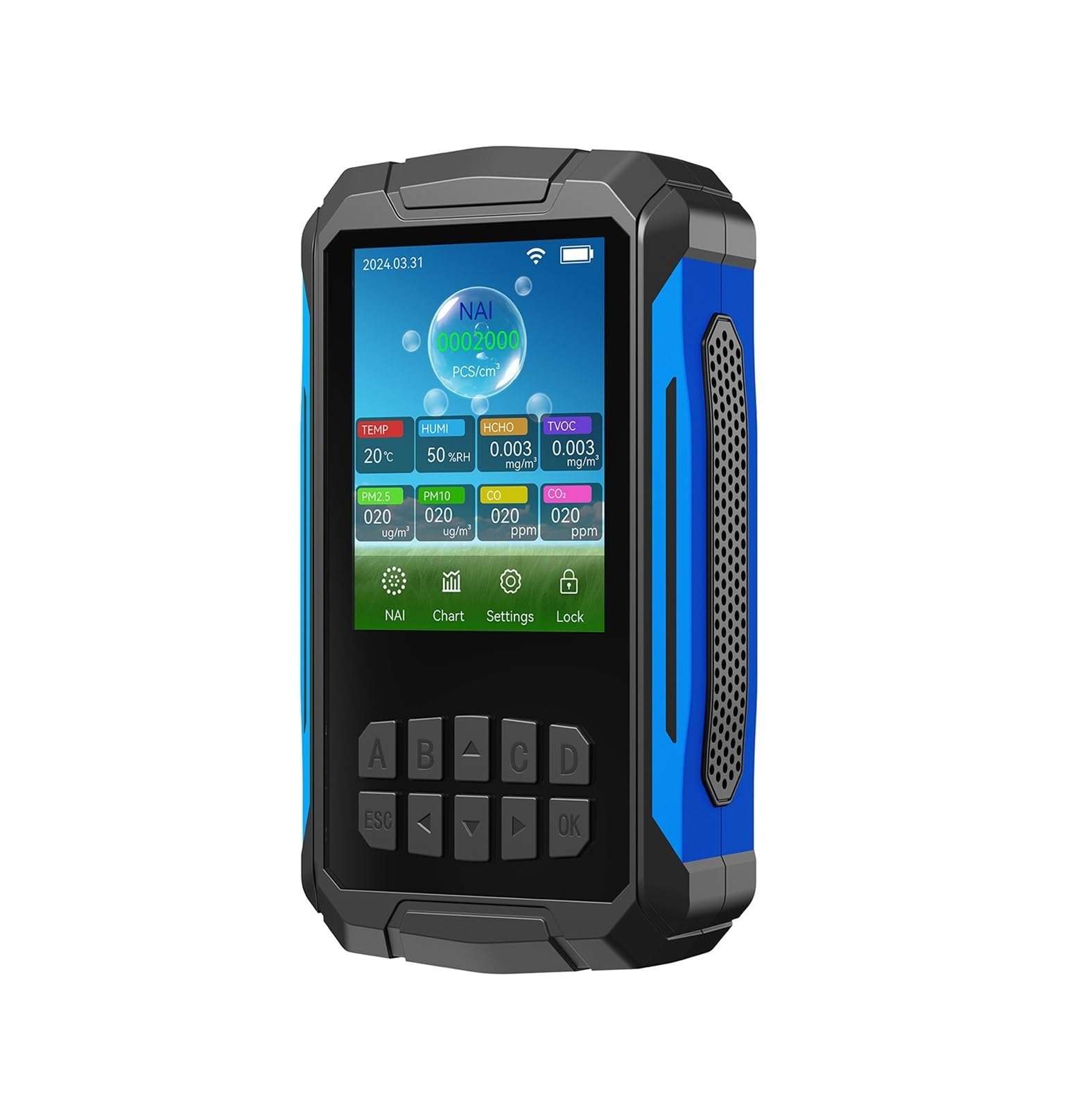 Air Quality Monitor, Air Quality Detector Ionizer Meter Function Air Tester with Temperature/Humidity