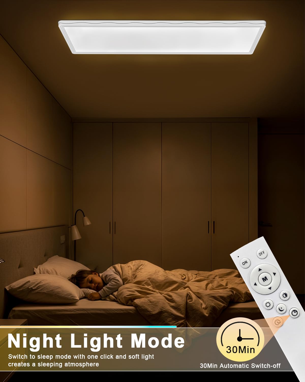 Plafoniera LED Bowfar Rettangolare 24W Con Telecomando – Dimmerabile 3000K-6500K, Ultra Piatta 58x20x2,5 Cm Per Soggiorno O Ufficio